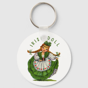 Personalise Retro Irish Doll Logo St Patricks Day Key Ring