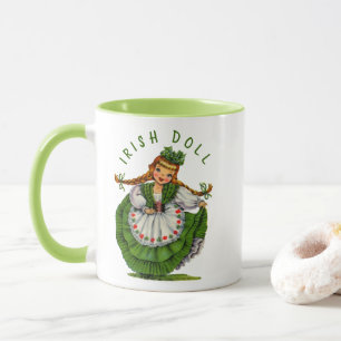 Personalise Retro Irish Doll Logo St Patricks Day Mug