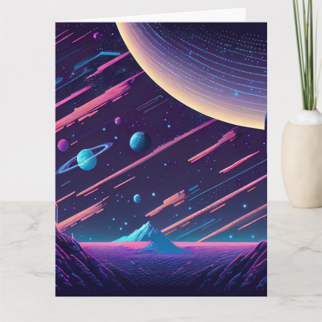 Personalise - Retro Space Scene Card (Front)