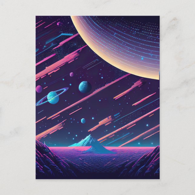 Personalise - Retro Space Scene Postcard (Front)