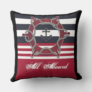 Personalise Reversible Marine Pattern Rudder Rope Cushion