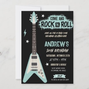 Personalise Rock Star kid Birthday Invitation