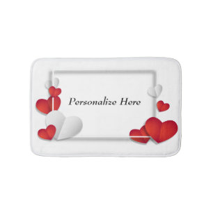 Personalise Romantic Red Hearts Valentine Bath Mat