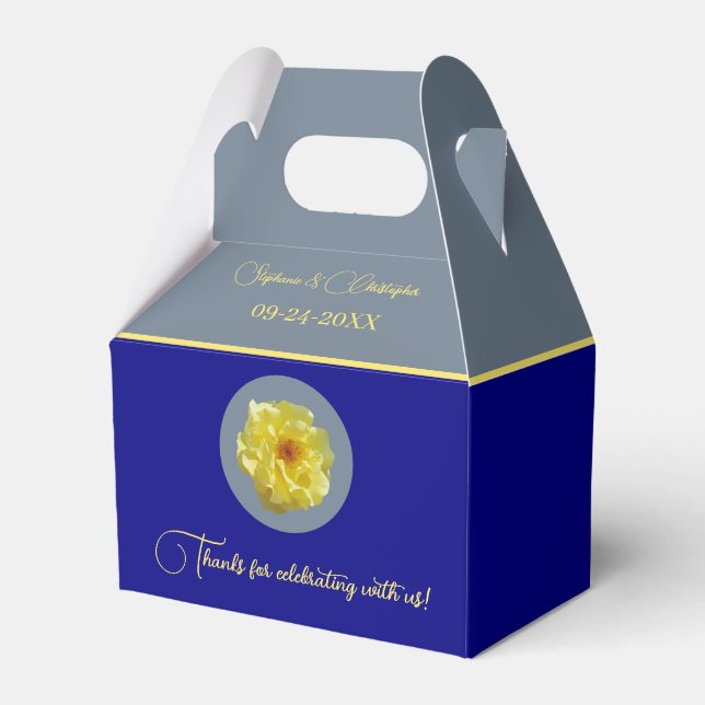 Personalise Rose Navy Blue Slate Grey Wedding      Favour Box (Front Side)