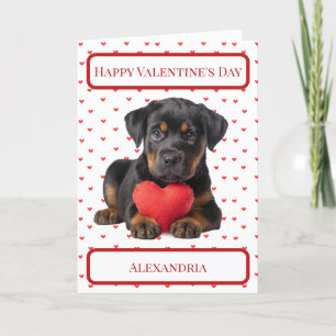 Personalise Rottweiler Puppy Valentine Card