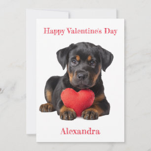 Personalise Rottweiler Puppy Valentine  Holiday Card