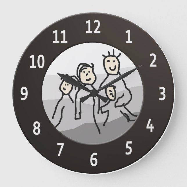 Personalise Round Black Framed Custom Photo Large Clock (Front)