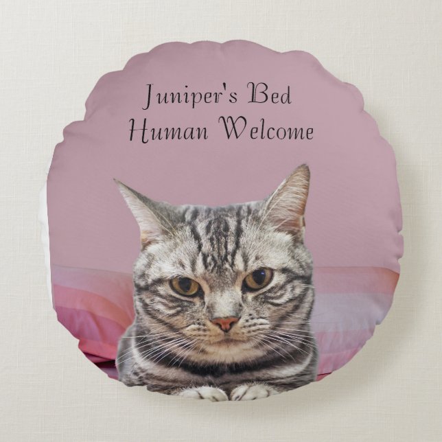 Personalise Round Cat Pillow  (Front)