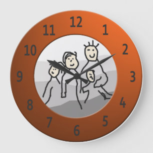 Personalise Round Orange Framed Photo Large Clock