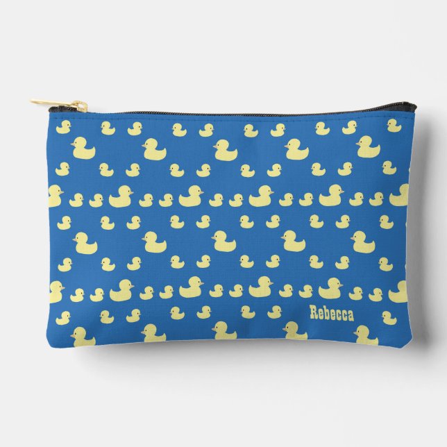 Personalise Rubber Duckies Pattern Blue Zipper Accessory Pouch (Front)