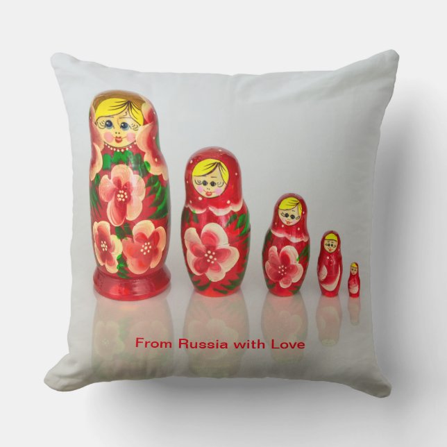 Personalise Russian Matryoshka  stacking dolls Cushion (Front)