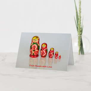 Personalise Russian Matryoshka stacking dolls Foil Greeting Card