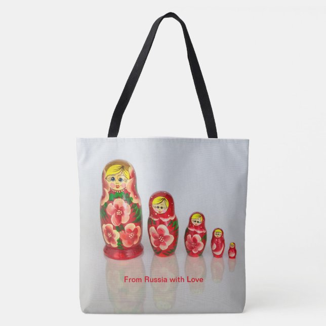 Personalise Russian Matryoshka  stacking dolls Tote Bag (Front)