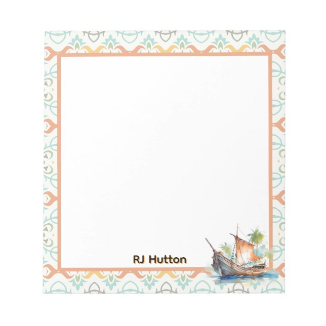 Personalise Sailboat Notepad (Front)