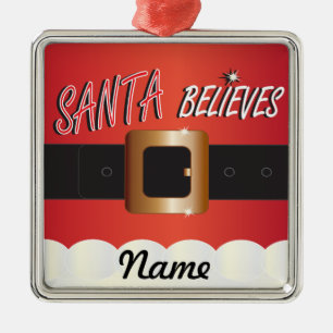Personalise Santa Believes Metal Tree Decoration