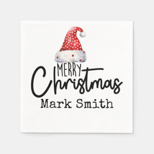 Personalise Santa hat Merry Christmas Napkin