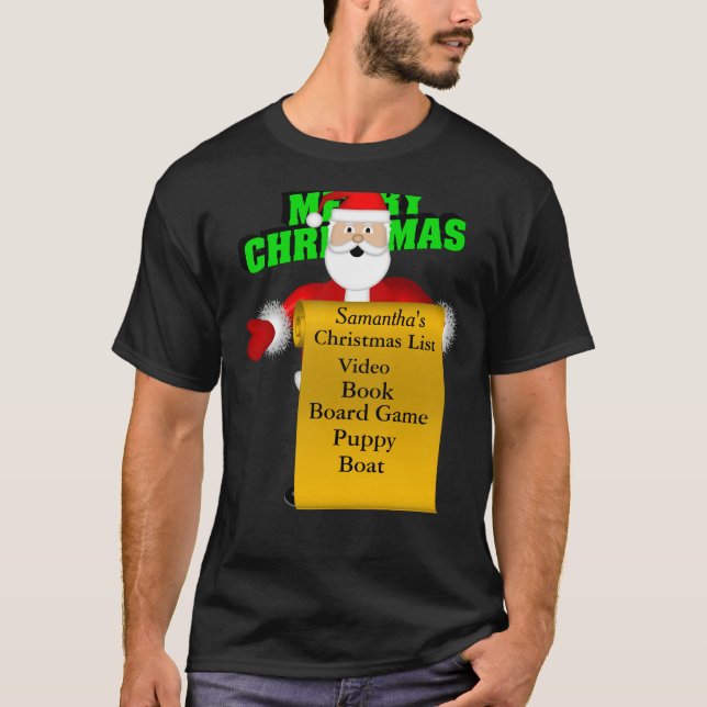 Personalise Santa Wish List T-Shirt (Front)