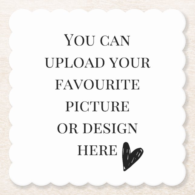 Personalise Scalloped Square Paper Coaster (Front)