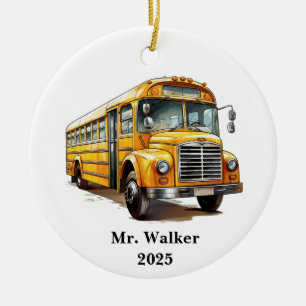 Personalise School Bus Driver Christmas Gift Ceramic Ornament