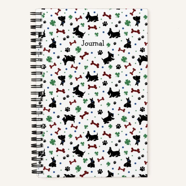 Personalise Scottie Shamrocks Fun Colourful Small Notebook (Front)