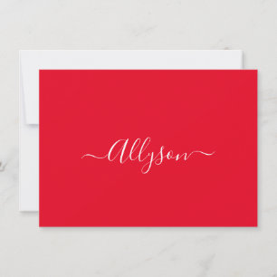 Personalise Script Name & Message, Red Holiday Card