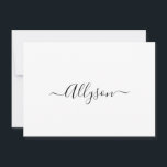 Personalise Script Name & Message, White Holiday Card<br><div class="desc">Personalise your Name In Black Script Text and message (or leave blank) on white background. Click “Customise” to change colours and type styles.</div>