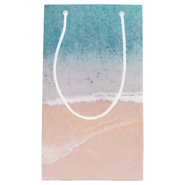 Personalise Seaside Beach Blue Sea Sand Template Small Gift Bag (Front)