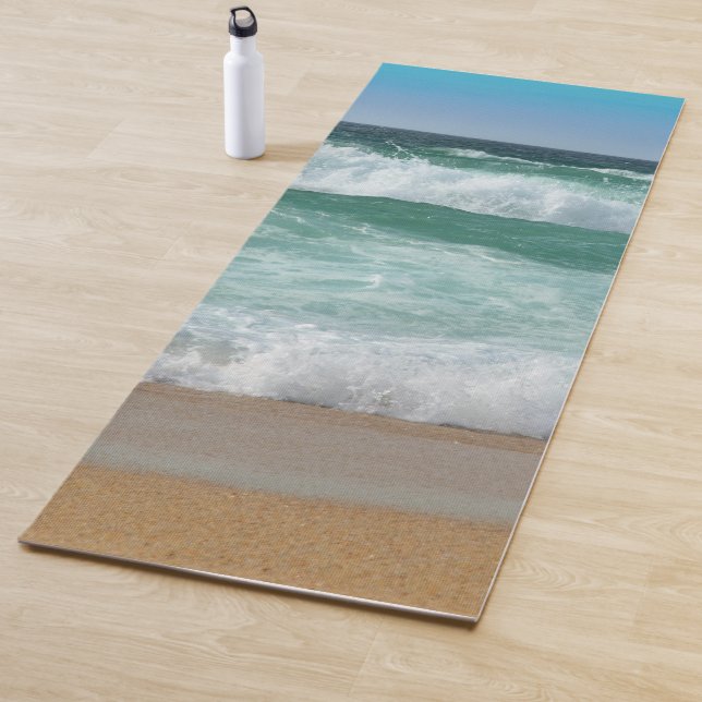Personalise Seaside Sea Waves Sand Beach Template Yoga Mat (In Situ)