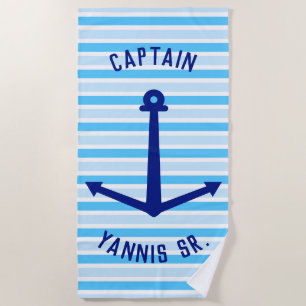 Personalise Ship Captain Name Beach Towel