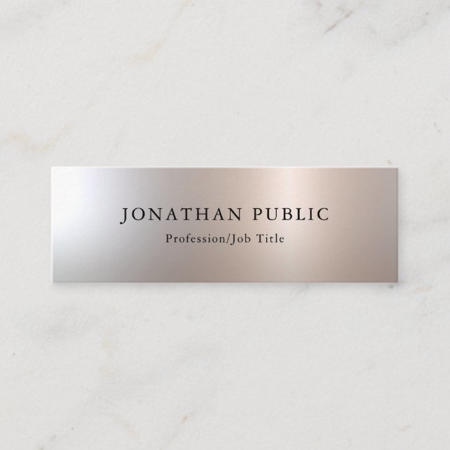 Personalise Silver Look Simple Design Template Mini Business Card (Front)
