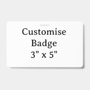 personalise simple custom 3" x 5" Horizontal ID Badge