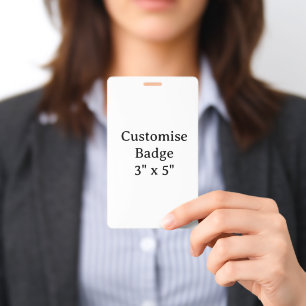 personalise simple custom 3" x 5"Vertical ID Badge