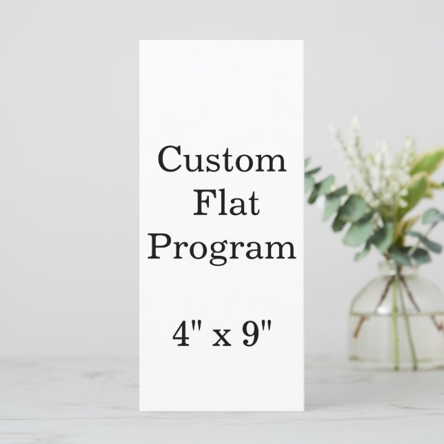 personalise simple custom 4" x 9" Standrad Flat Program (Standing Front)