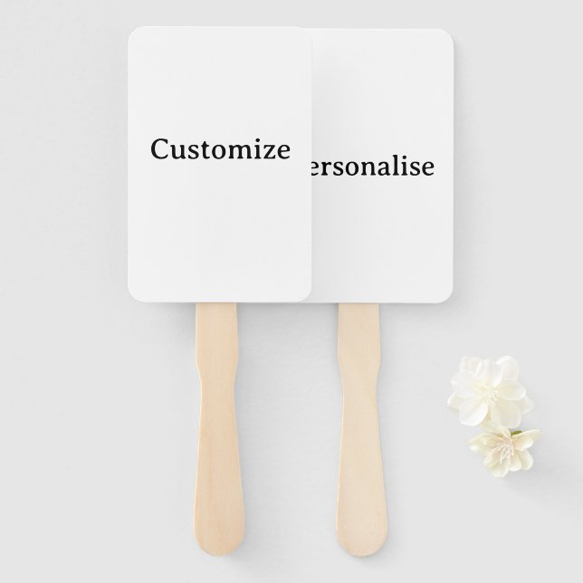   personalise simple custom Assembled Rectangle Hand Fan (Front and Back)