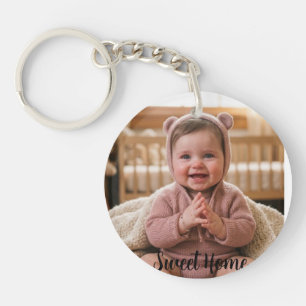 personalise simple custom Circle (double-sided) Key Ring