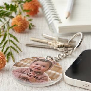 personalise simple custom Circle (single-sided) Key Ring