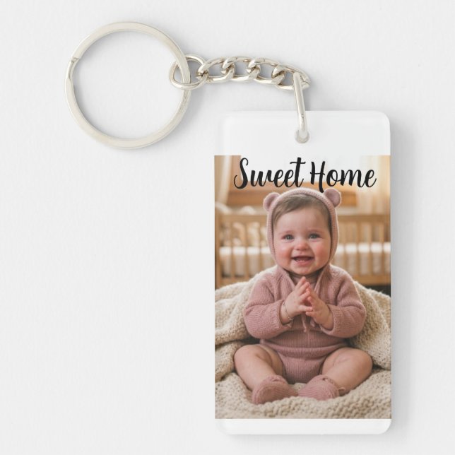 personalise simple custom Rectangle (single-sided) Key Ring (Front)