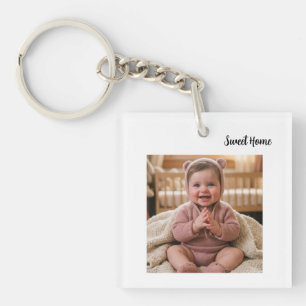 personalise simple custom Square (single-sided) Key Ring