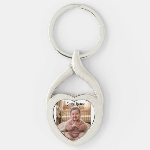 personalise simple custom Twisted Heart Key Ring