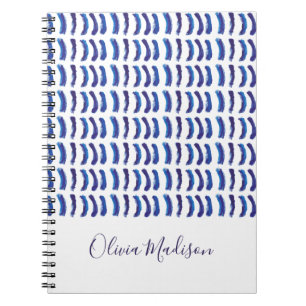 Personalise Simple Minimalist Oil Paint Blue Lines Notebook
