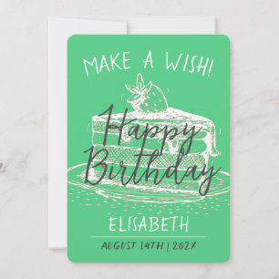 Personalise Simple Sweet Cake Make A Wish Birthday Card