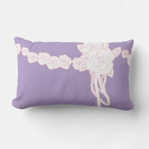 Personalise Single Flower Trim Lilac Decorator Lumbar Cushion