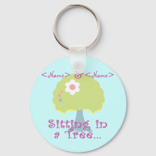 Personalise Sitting in a Tree, <Name>, <Name> Key Ring