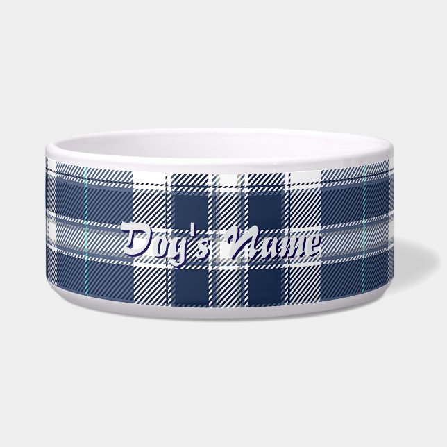Personalise Slate Blue Plaid Large Dog  (Front)