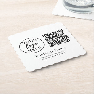 Personalise Small Business Brand Logo Scan Paper Coaster