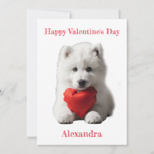 Personalise Smoyed Puppy Valentine  Holiday Card