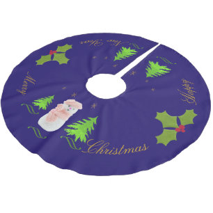 Personalise, Snow woman, Christmas tree, twig Brushed Polyester Tree Skirt