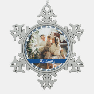 Personalise  snowflake pewter christmas ornament