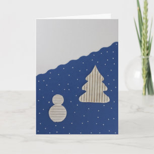Personalise Snowman and Christmas tree Holiday Card