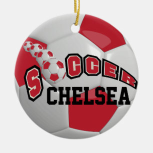 Personalise Soccer Ball   Dark Red Ceramic Tree Decoration